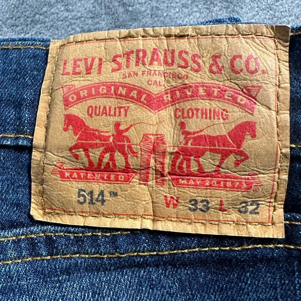 Levi's 514 Jeans Mens 33x32 Blue‎ Straight Stretch Denim Casual Everyday Washed